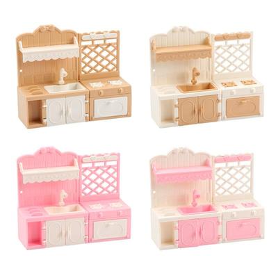 1/12 Dollhouse Simulation Kitchen Display Cabinets Model Dollhouse Miniature Kitchen Furniture Decoration Pretend Play Toys