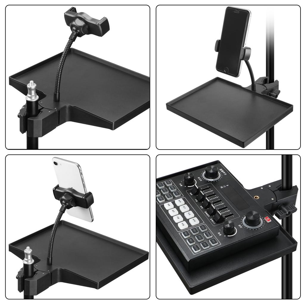 Compactly Sound Equipment Mic Stand Tray Attaches To Mic Boom Arms Perfect For Home Studios And Content Creators