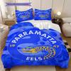 Parramatta Eels Pattern Bedding Quilt Set Quilt Cover Pillowcase Home Decoration Birthday Gift (1 * duvet cover + 2 * pillowcase, without core)