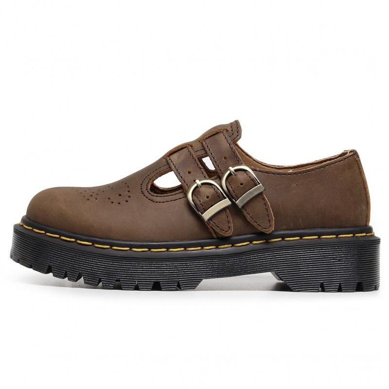 Martin boots Mary Jane shoes leather low-top small leather shoes women's Crazy Horse brown fashion student Hugh