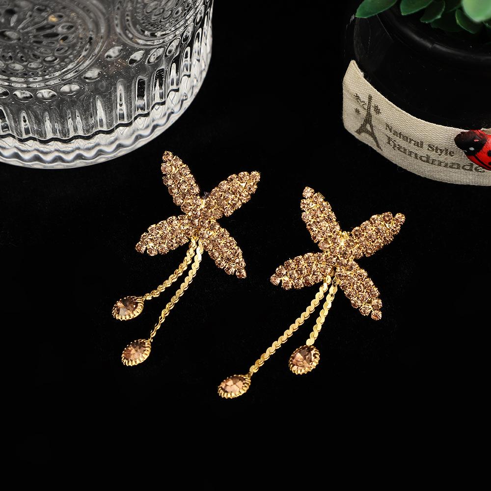 Light Luxury Full Diamond Butterfly Tassel Earrings, High-End Long Earrings, Elegant Lady Earrings