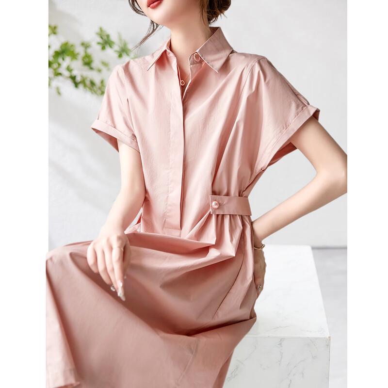 Demana Women's Poplin Cotton Mid-Length Shirt Dress