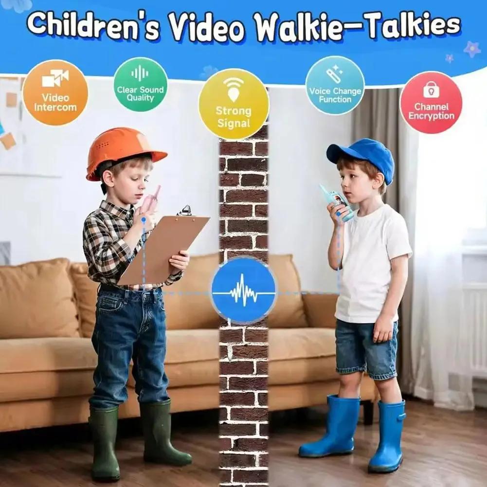 2pcs Kids Video Walkie Talkie With 2" HD Screen USB-C Rechargeable  Walkie-Talkie One-Click HD Call Intercom Gift for Children