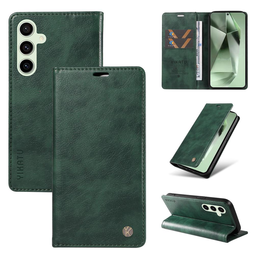 Handyhülle mit Lichee-Muster, PU-Leder, Kartenfächern, Brieftaschenformat für Samsung Galaxy S8, S9, S10, S20, S21, S22, S23, S24, A05, A12, A13, A14, A15, A52, A55, A22, A24 ...