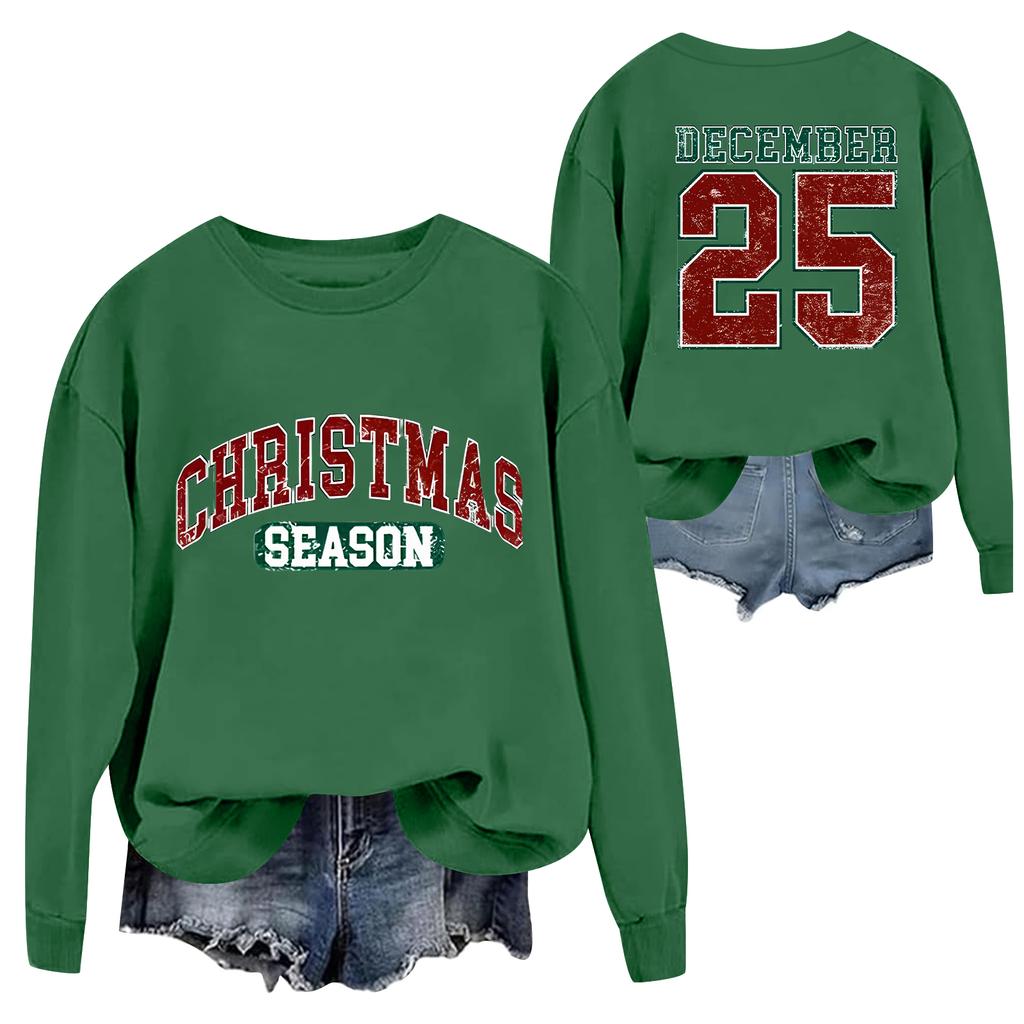 Weihnachts-T-Shirts und Sweatshirts, Damen-Sweatshirts, Langärmelige Pullover-Sweatshirts, Damen-Langarmtops