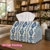 1pc, 2D Flat Printing, Tissue Box Retro Blue And White Pattern Printed Tissue Box, Durable Decoration Storage for Kitchen, Living Room, Bedroom, And C