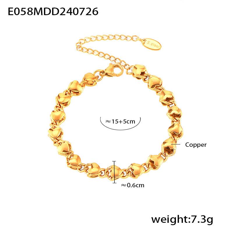 18K Gold-Plated European Heart Bracelet & Necklace Set