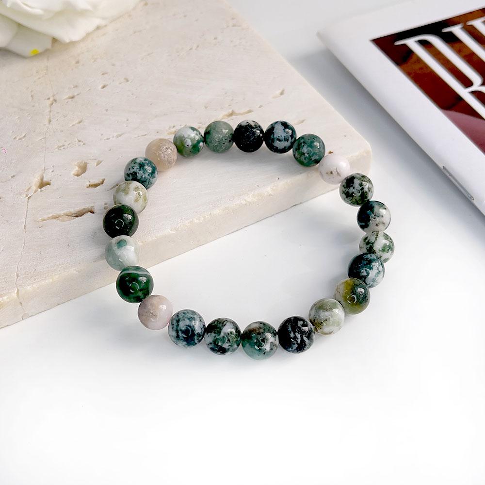 Natural Stone Beaded Bracelet 6-10mm Stretch Yoga Jewelry - Tiger Eye Turquoise Agate Jasper Healing Bangles for Women Men