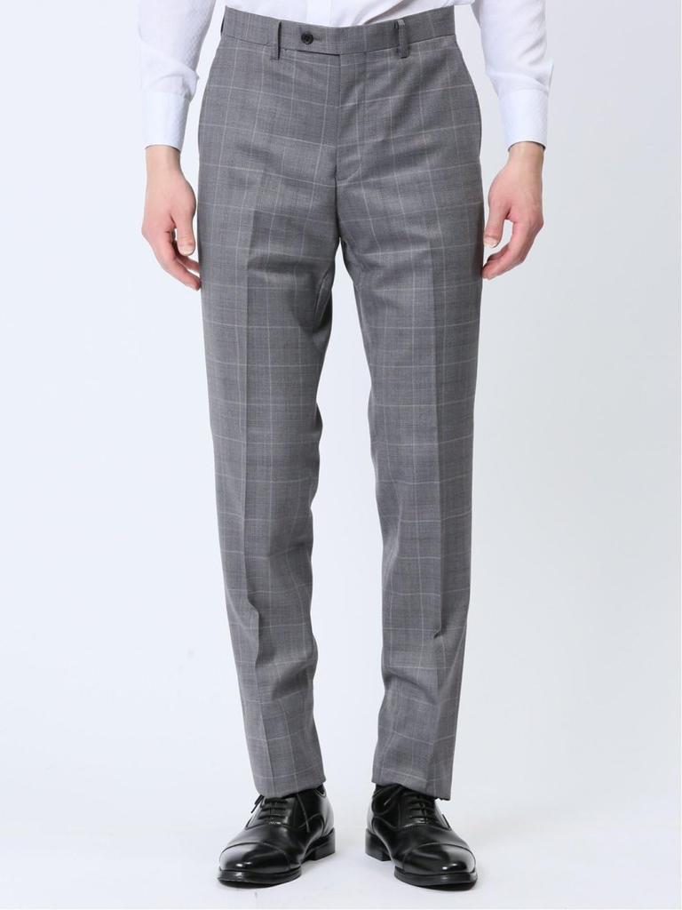 Takakyu Suit and Pants Shiny Wool Slim Windowpane Light Light 110011803133433030045 Men's Set, Blend, Fit, 2-Button, 3-Piece Suit, Gray, Gray,