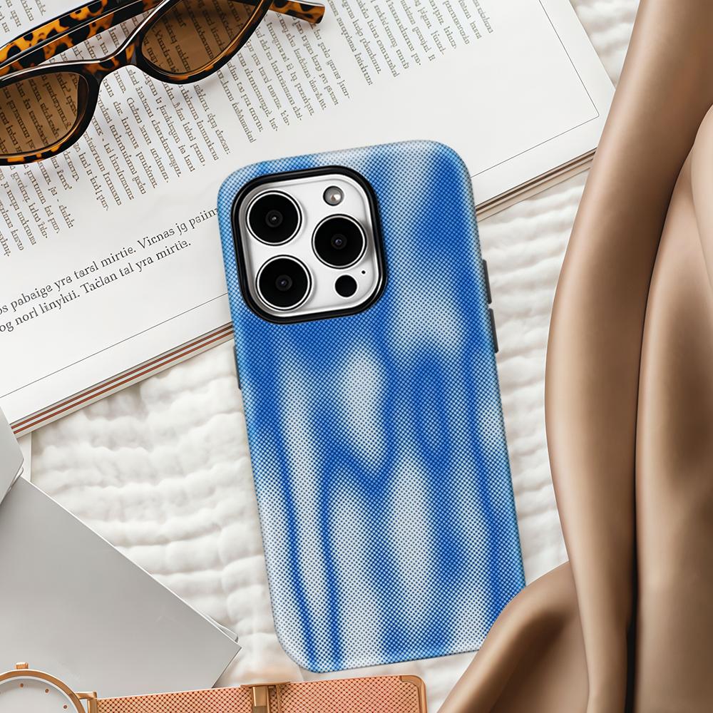 Blue Halftone Phone Case for IPhone 17 16 15 14 13 Pro Max Plus for Magnetic Single Double-layer Tough Case