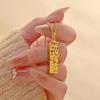 Four Directions Wealth Gold Bar Pendant Necklace: Women's Old Money Style with Love Couple Woven Rope and Clavicle Chain