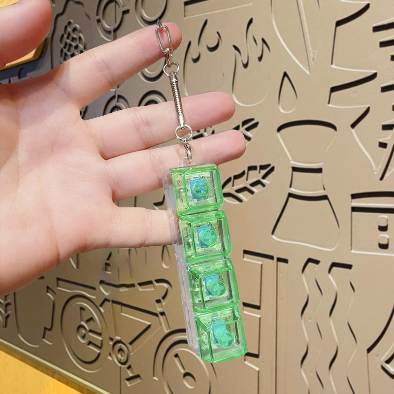 Four-key Transparent Light-up PC Decompression Keyboard Toy Keychain