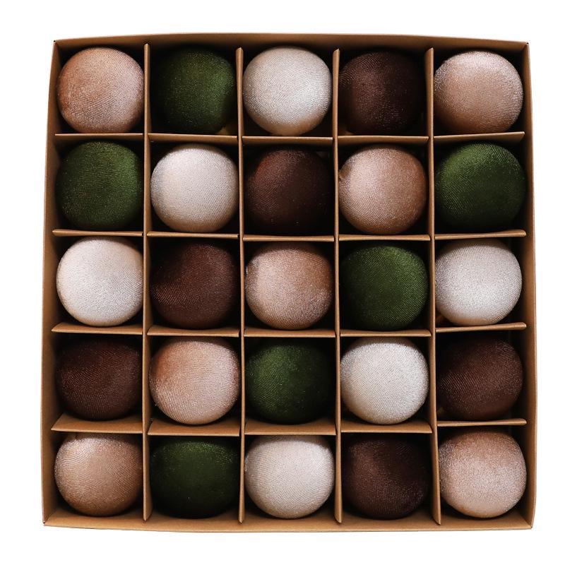 Set of 25 Flocked 6cm Christmas Tree Ornaments - Multiple Styles