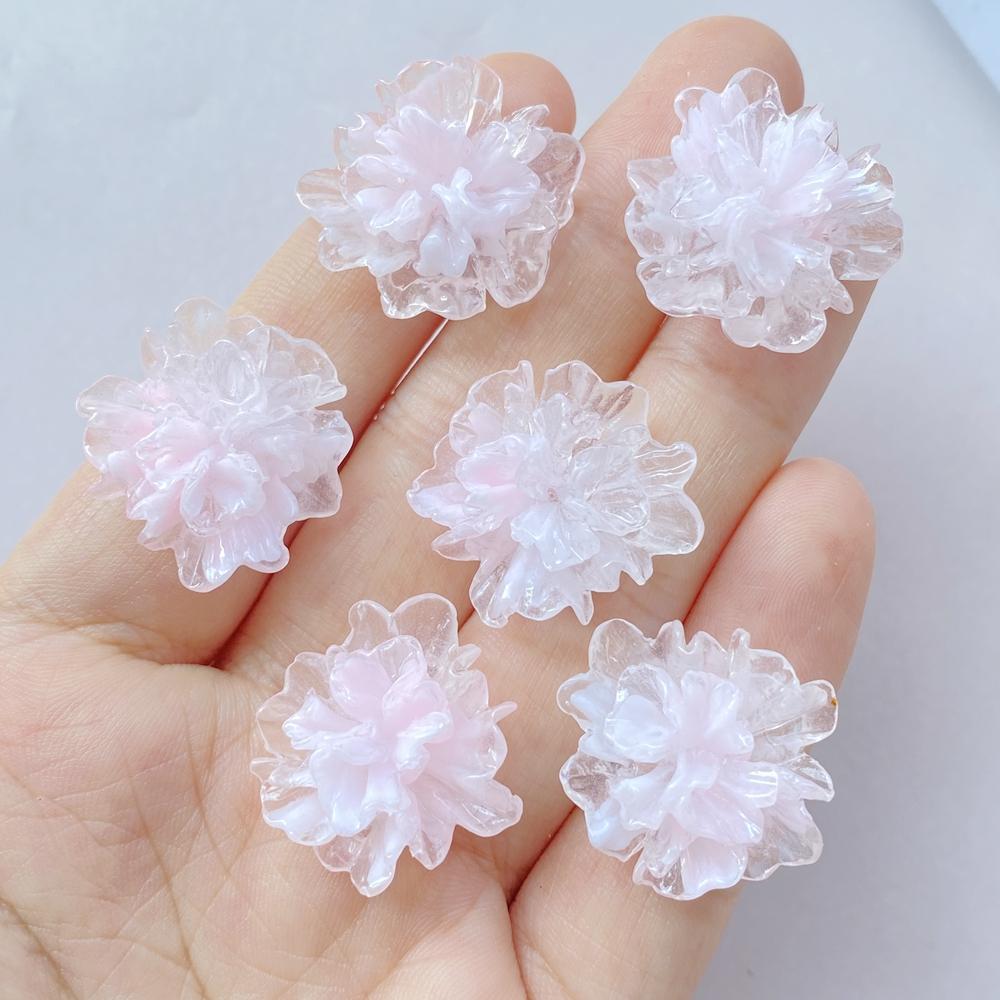22mm Resin Colorful Gradual Candy Color Lotus Flat Back Flower Rhinestones Figurines Scrapbook Ornaments DIY Bow Clothing Crafts