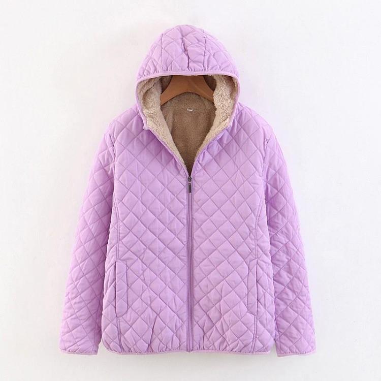 

Warm Casual Womens Long Sleeve Hooded Jacket Coat Outwear With Front Zipper And Pockets S фиолетовый