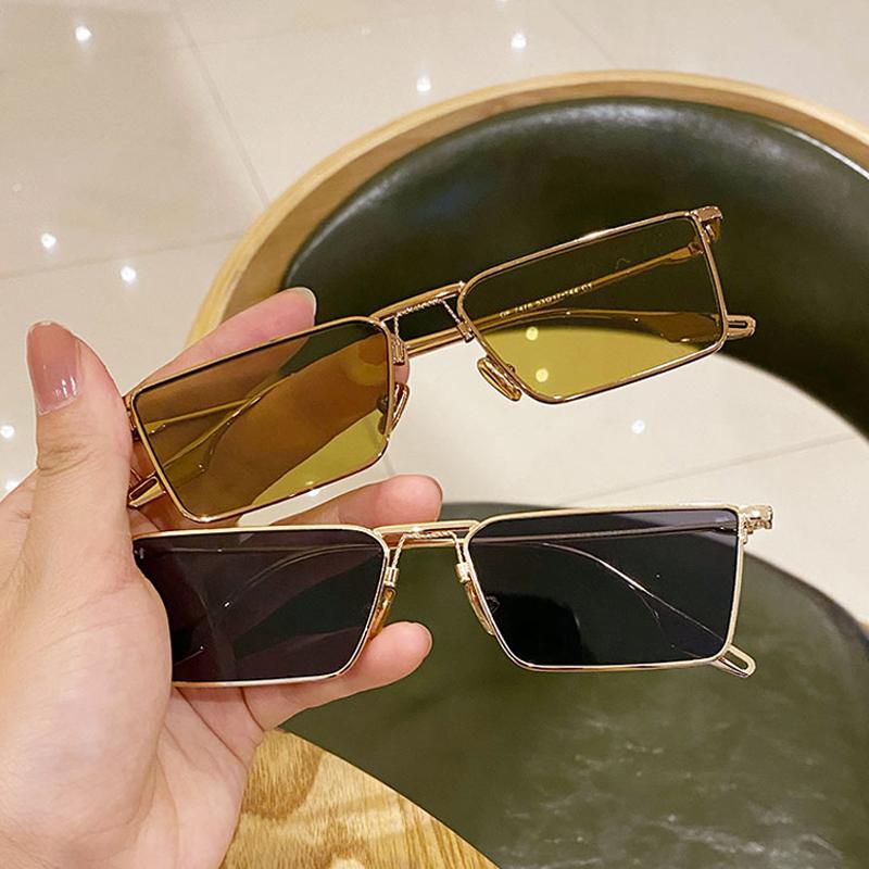 Retro Rectangle Metal Frame Sunglasses Women Men Classic Vintage Small Frame Square Sun Glasses UV400