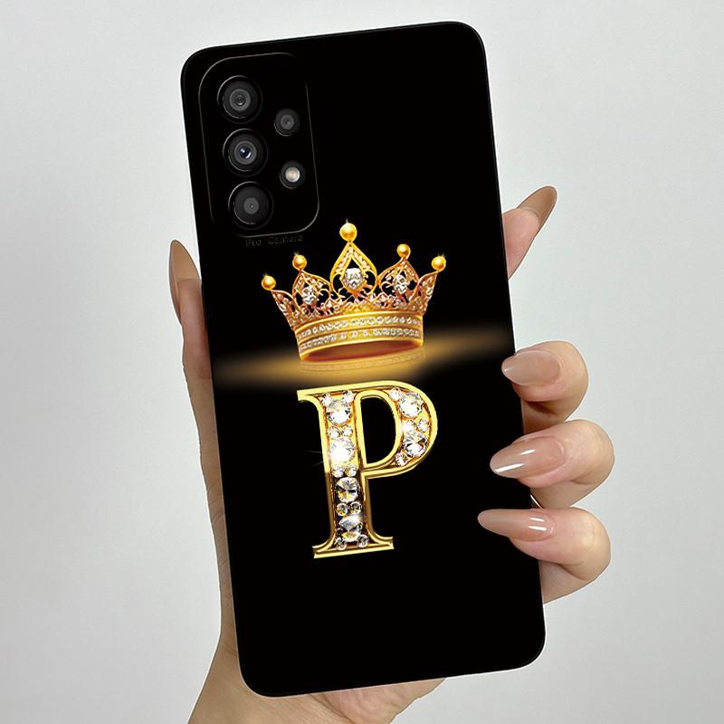 Phone Case for Samsung Galaxy A72 A52 A52S 4G 5G Liquid Silicone Soft Shockproof Lens Protective Cover Luxury Crown Letter Cases