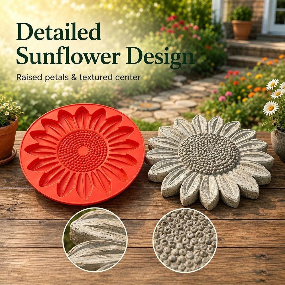 Reusable Stepping Stone Mold Sunflower Shaped Walkway Stone Mold  Backyard Decoration