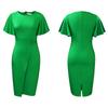Women's summer new lotus leaf sleeve fashion split hip wrap large size women's dress