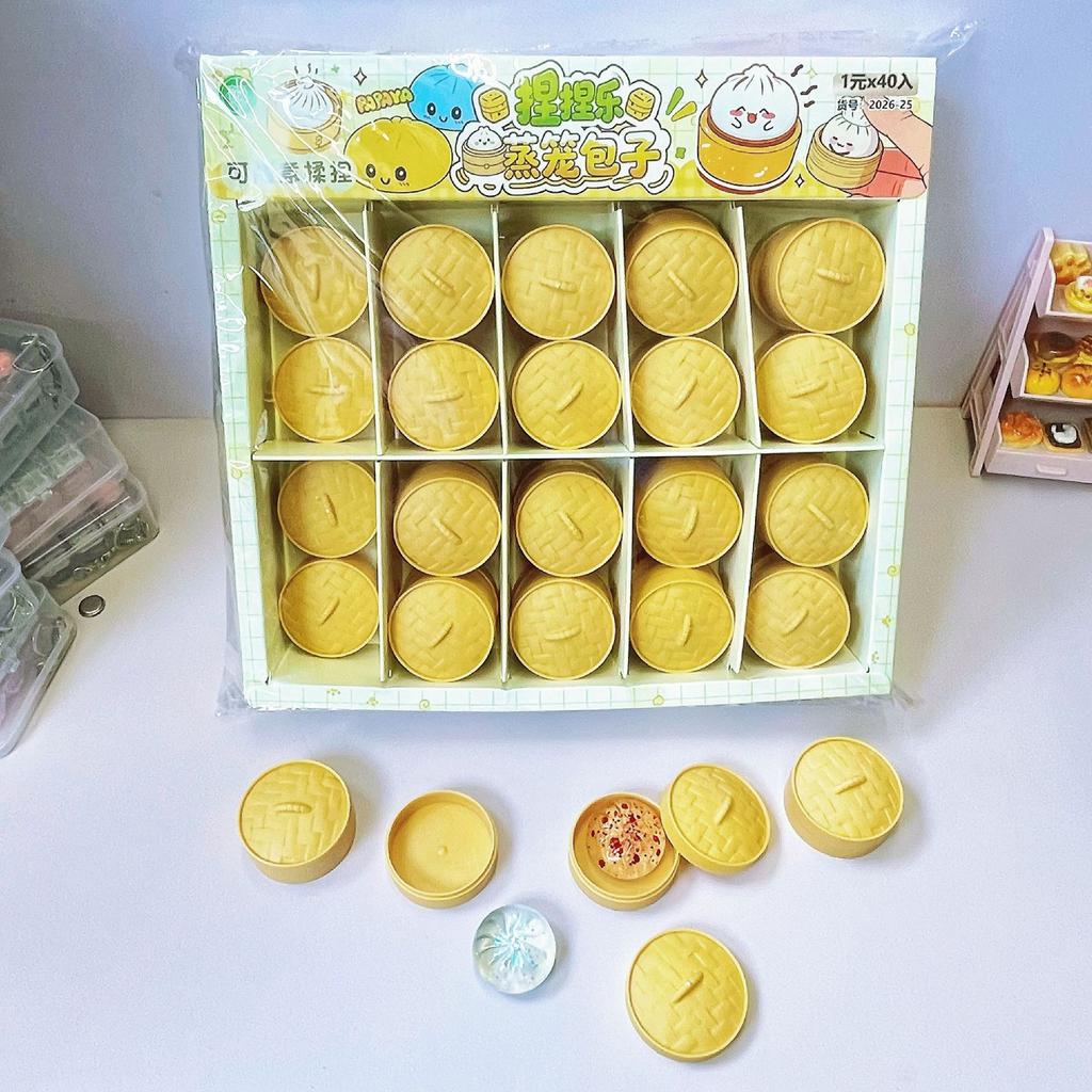 Mini Dumplings Squishy Steamer Bun Squeezable Toys Set Soft Stress Relief Crystal Squishy Fidget Sensory Toy Party Favors Gift