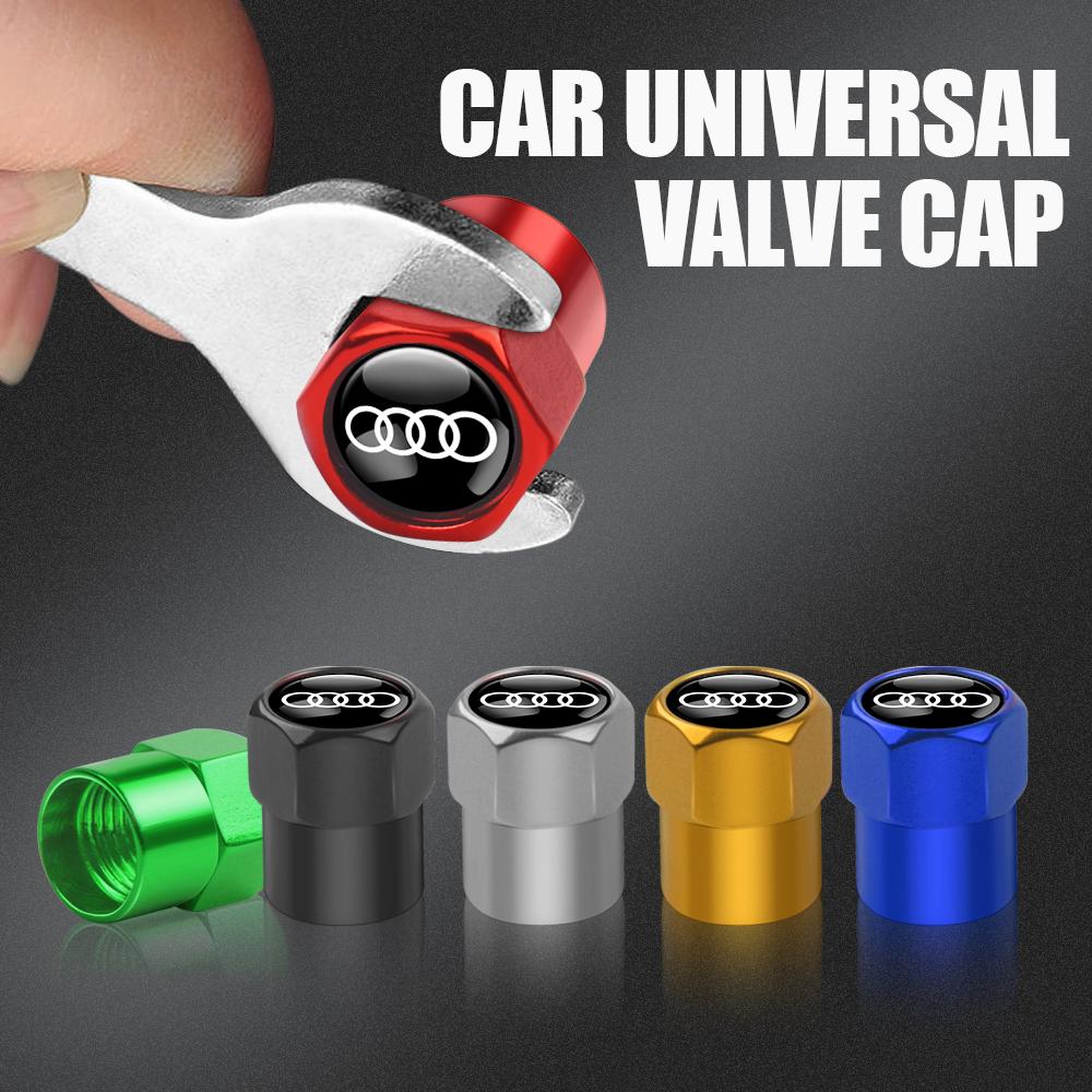 For Audi 8P Aluminum Car Tire Valve Caps Auto Truck Motocycle Bike Tyre Wheel Stem Air Valve Dust Cover For Audi S RS A3 8P S3 A4 B8 B7 A6