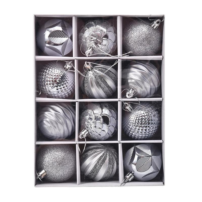 12pc Painted Christmas Ball Set - 6cm Ornaments for Tree & Holiday Decor
