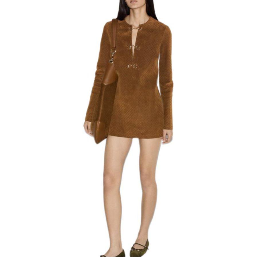 GUCCI Monogrammed Horsebit Detailed Mini Dress 817757-XNA5G-2234