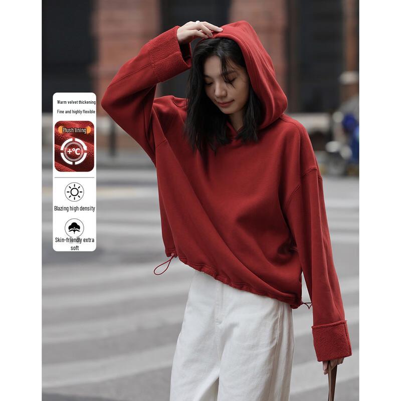 Demana Women's Retro Fleece-Lined Hooded Sweatshirt