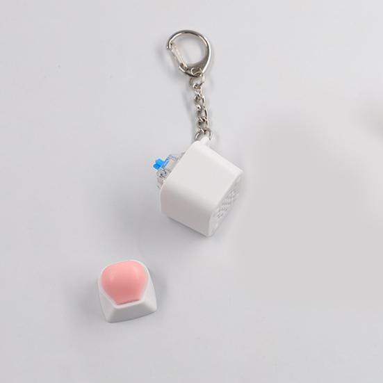 Electric Wooden Fish Keycap Toy with Hanging Buckle RGB Light Up Stress Relief Pink Silicone Butt Cat Paw Decompression Keychain Pendant Kids