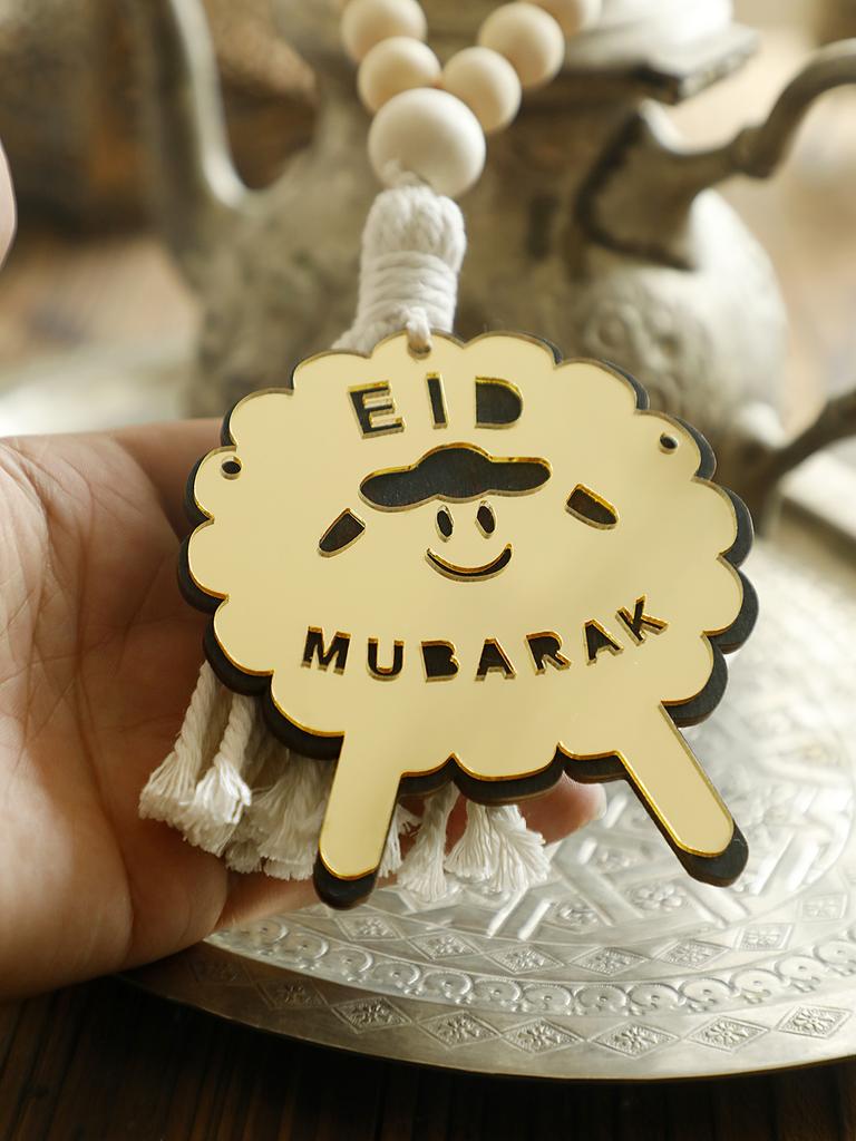 Eid Mubarak Sheep Kettle Ornament, Wood Bead Tassel Hanging Decortion, Islamic Ramadan Festival Home Decor, Door Wall Charm Gift