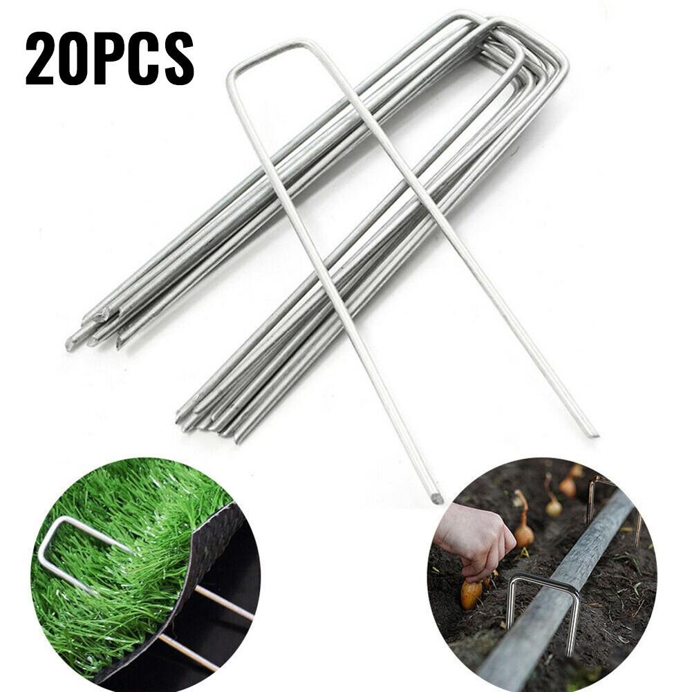 20pcs Metal U Shaped Turf Pin Ground Staple’s Garden Tent Securing Pegs