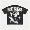 God Bless Childrens Prayer Graphic Print Cotton Tshirt Unisex Unisex High Quality Tops Vintage Style T Shirt Outside Streetwear