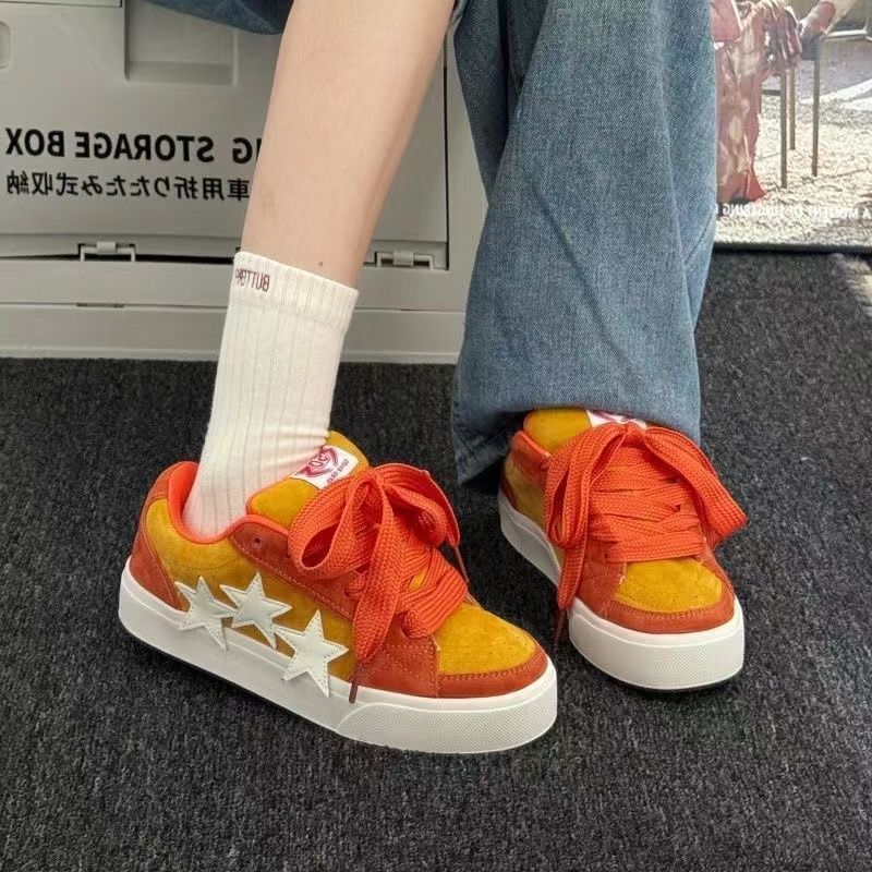Original design flip fur retro street star board shoes women's autumn and winter new casual bread shoes