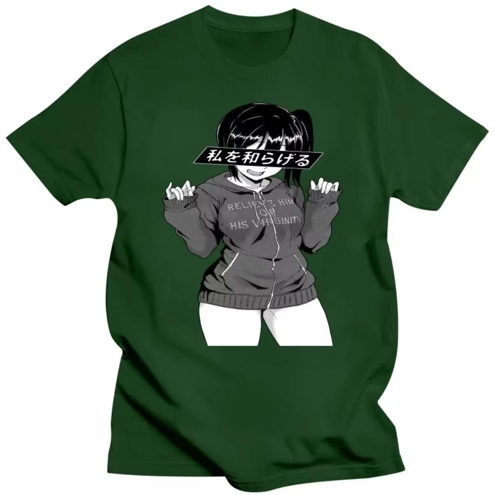 Man Loli Cute Sexy T Shirts Sad Japanese T-shirt Anime Aesthetic Short Sleeved Tees Cotton T-shirt Streetwear
