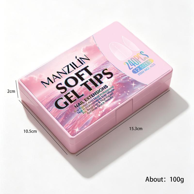 240Pcs Short Almond Soft Gel X Nail Tips Full Cover Coffin Stiletto Frosted Matte Fake Nails Press On Nails Diy Salon Manicure