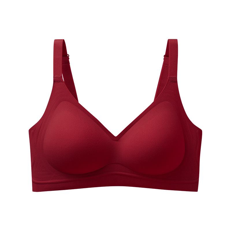 Women's Seamless Fashion Bra with W-shaped Soft Support, Wire-free Lifting Cups, and Thin Style Foundation.