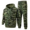 Men's Camouflage Print Outdoor 2 Piece Set with Zip Up Hooded Jacket and Elastic Waist Jogger Pants