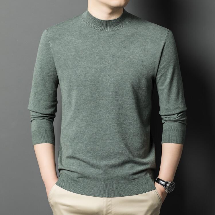 

Men s Solid Color Machine Washable Fine Knit Half-High Neck Pullover Base Layer Sweater for Business Casual Wear 175/XL