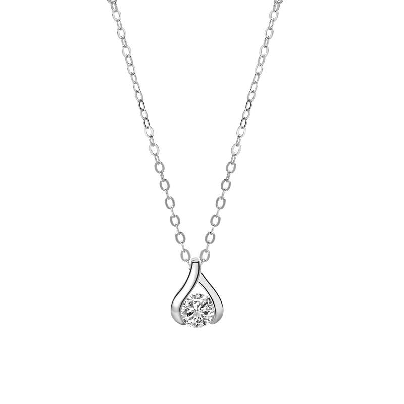 Water Drop-Shaped Diamond-Encrusted Pendant Necklace Femininity Versatile Niche Design Accessories Light Luxury Ins Style Quality