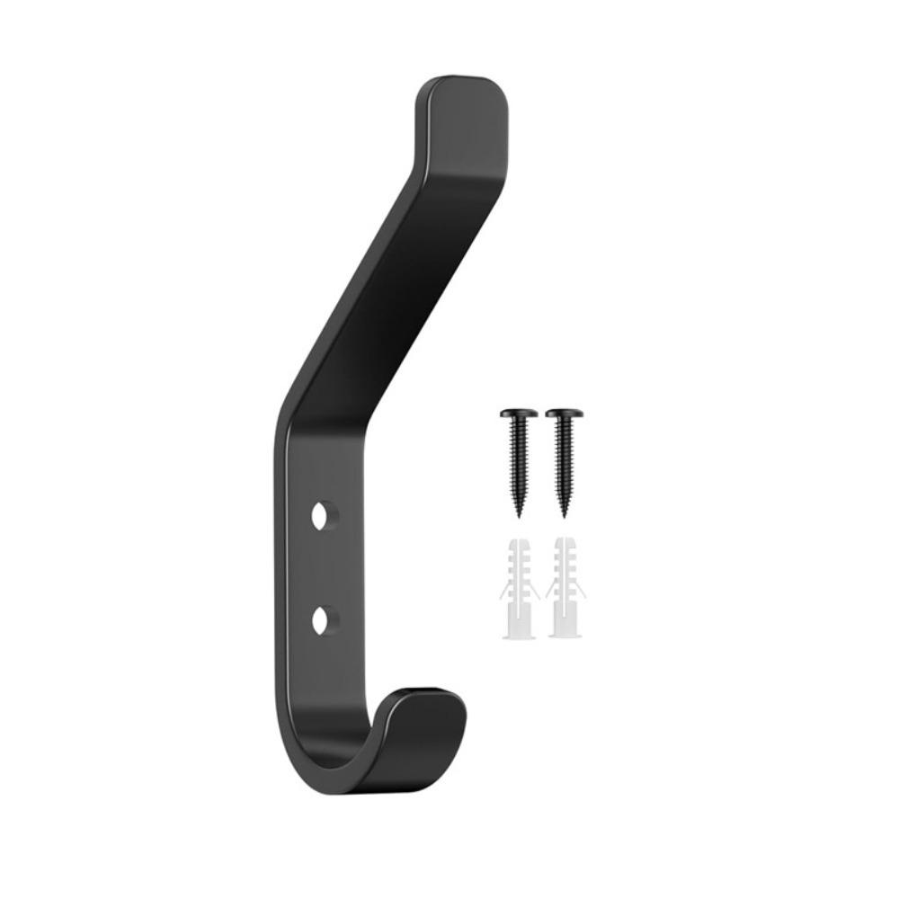 1/4Pcs Simple Black Coat Hook Stainless Steel Screw Installation Door Hook Wall Mounted Non-slip Dual Hanging Hook Clothes