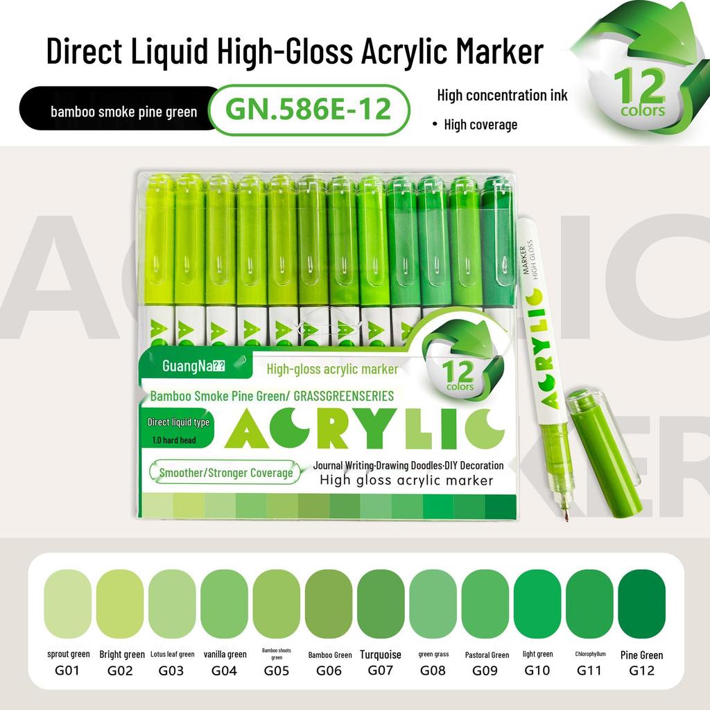 Guangna 586 Large Capacity Acrylic Paint Marker – Bleedproof, Layerable, High Gloss for DIY Projects