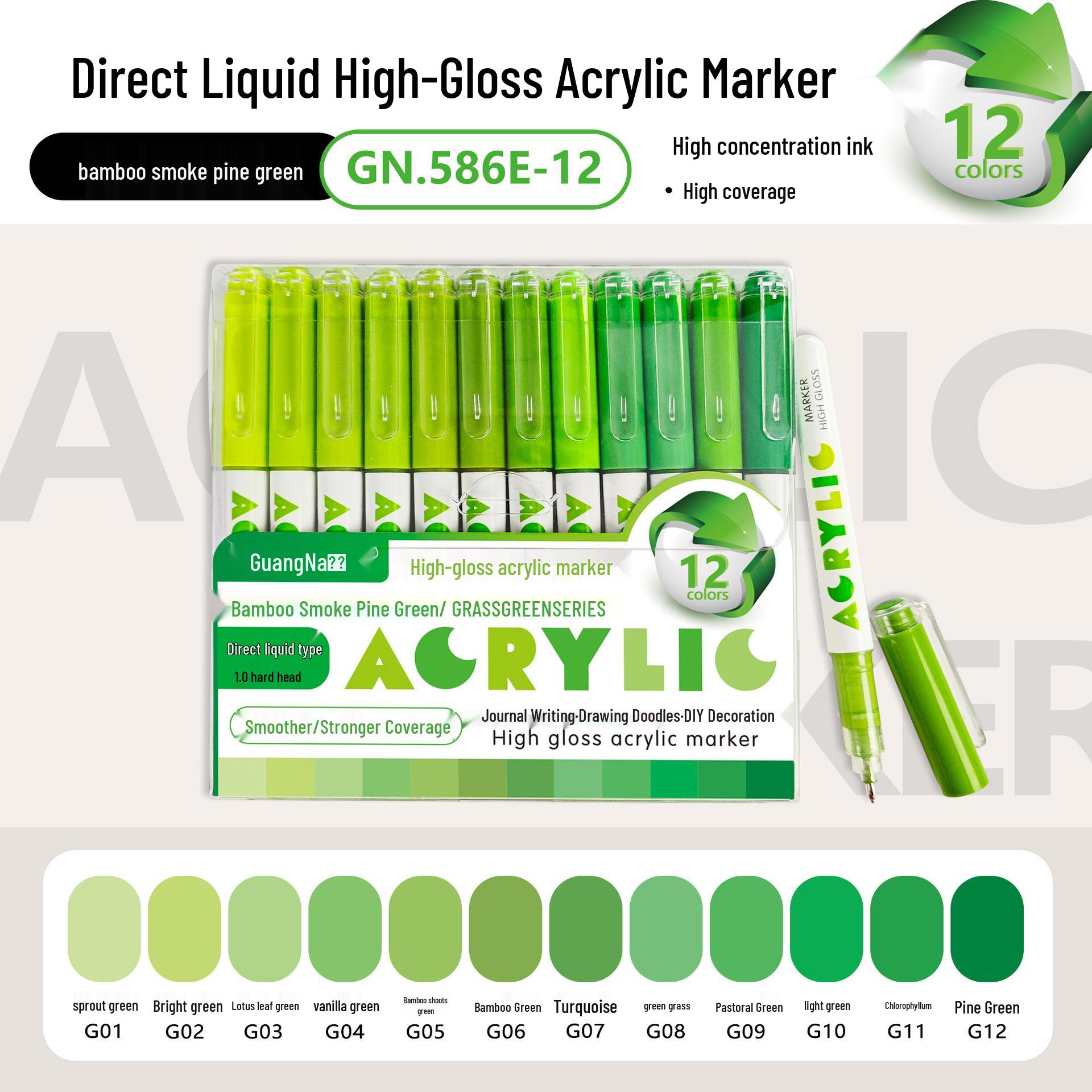 

Guangna 586 High Gloss Acrylic Marker, Large Capacity, Bleedproof & Layerable for DIY Painting