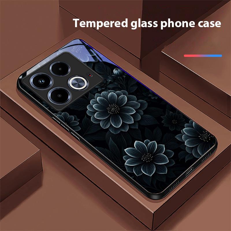 Schwarzer Apfelstein für Infinix Note 40 4G 30i 12 G96 Smart 8 Hot 9 Play 10 11S 12 20i 50 Pro Plus 5G Handyhülle aus gehärtetem Glas