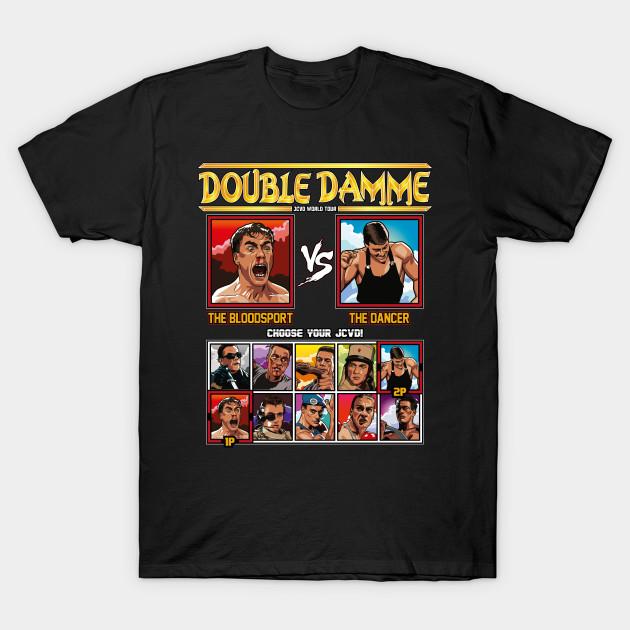 Men Black Print T-shirt Double Damme - Jcvd Jean Claude Van Damme Vs No-Cut Transfer Paper Print Cotton Tshirt L чёрный