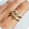 Hot-selling Four-ring Two-color Stacked Full Diamond Zircon Ring Copper Non-changing Personality Ring