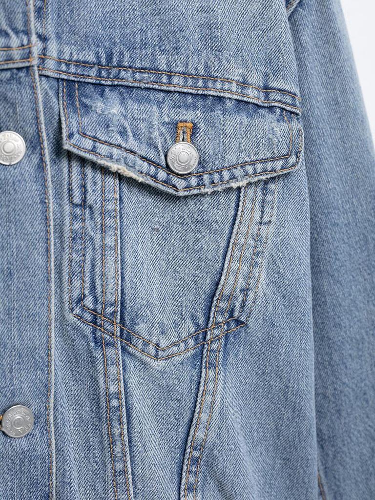 TAOP&ZA Spring/Summer Women's Commuter Denim Jacket with Turn-Down Collar and Long Pants