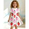 Sweet Cartoon A-line Dress for Girls, Short Sleeved Casual Summer A-line Dress Suitable for Birthday Parties and Gift Giving