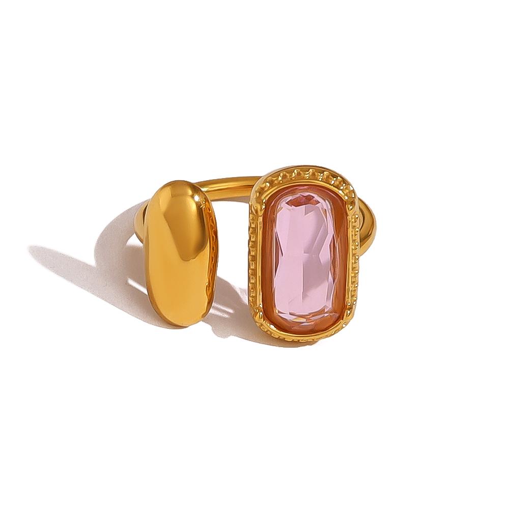 Anelli in Acciaio Inossidabile con Zirconi Colorati per Donna Fascino Elegante Vintage Placcati Oro 18K Gioielli di Tendenza