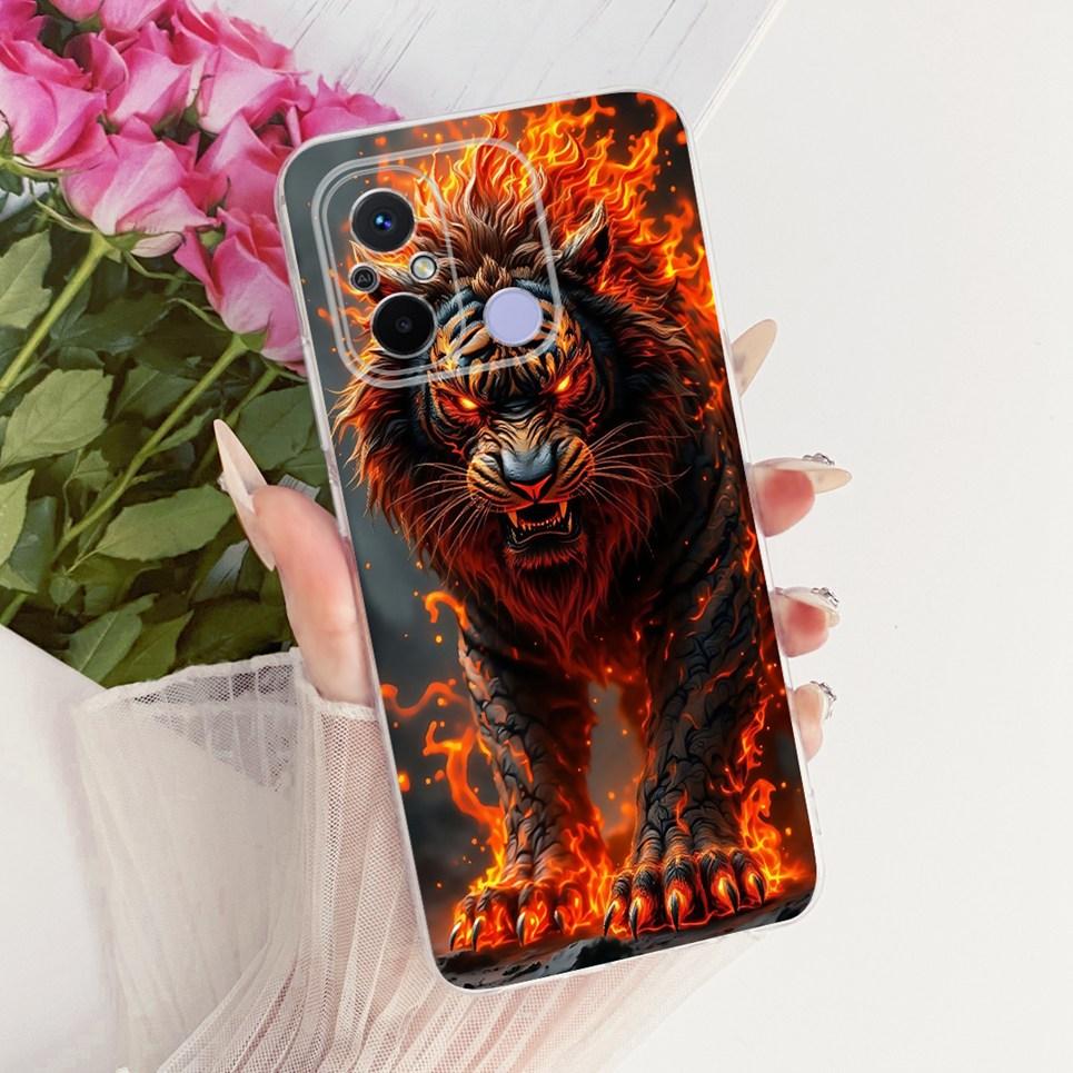 Miękkie Przezroczyste Silikonowe Etui Na Telefon Xiaomi Redmi 12c 12 11A 4G Pokrowiec Poco C55 Wzór z Kreskówkowym Kotem Smokiem Kwiatem Motylem