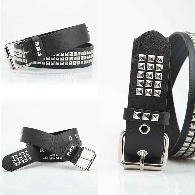 Unisex Punk Fashion Belts with Square Pyramid Rivets: Perfect for Jeans and Suits